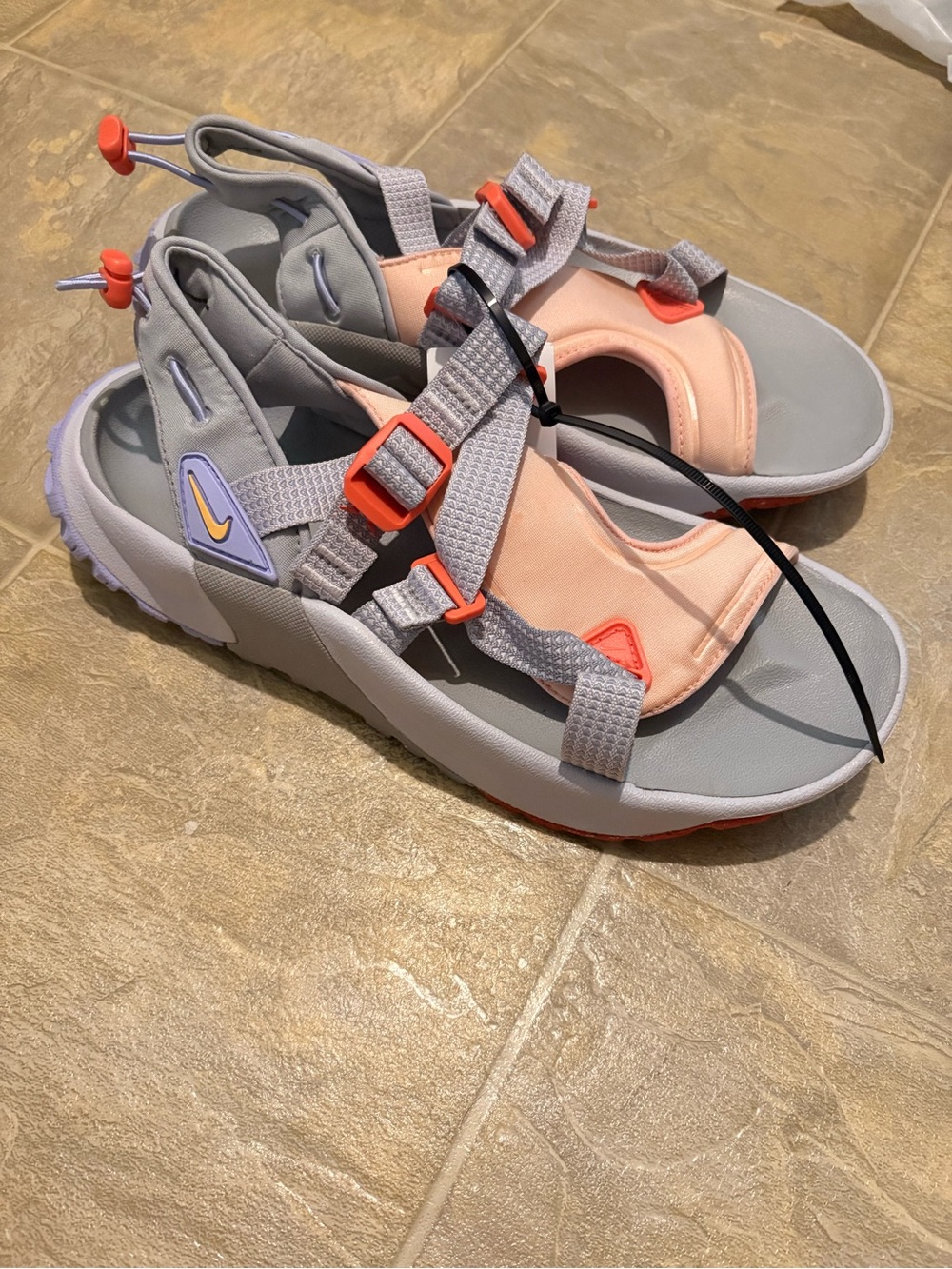 Womens Grey & Peach Active Sandals